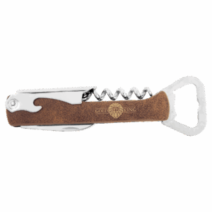 5¼" Rustic/Gold Leatherette Bottle Opener