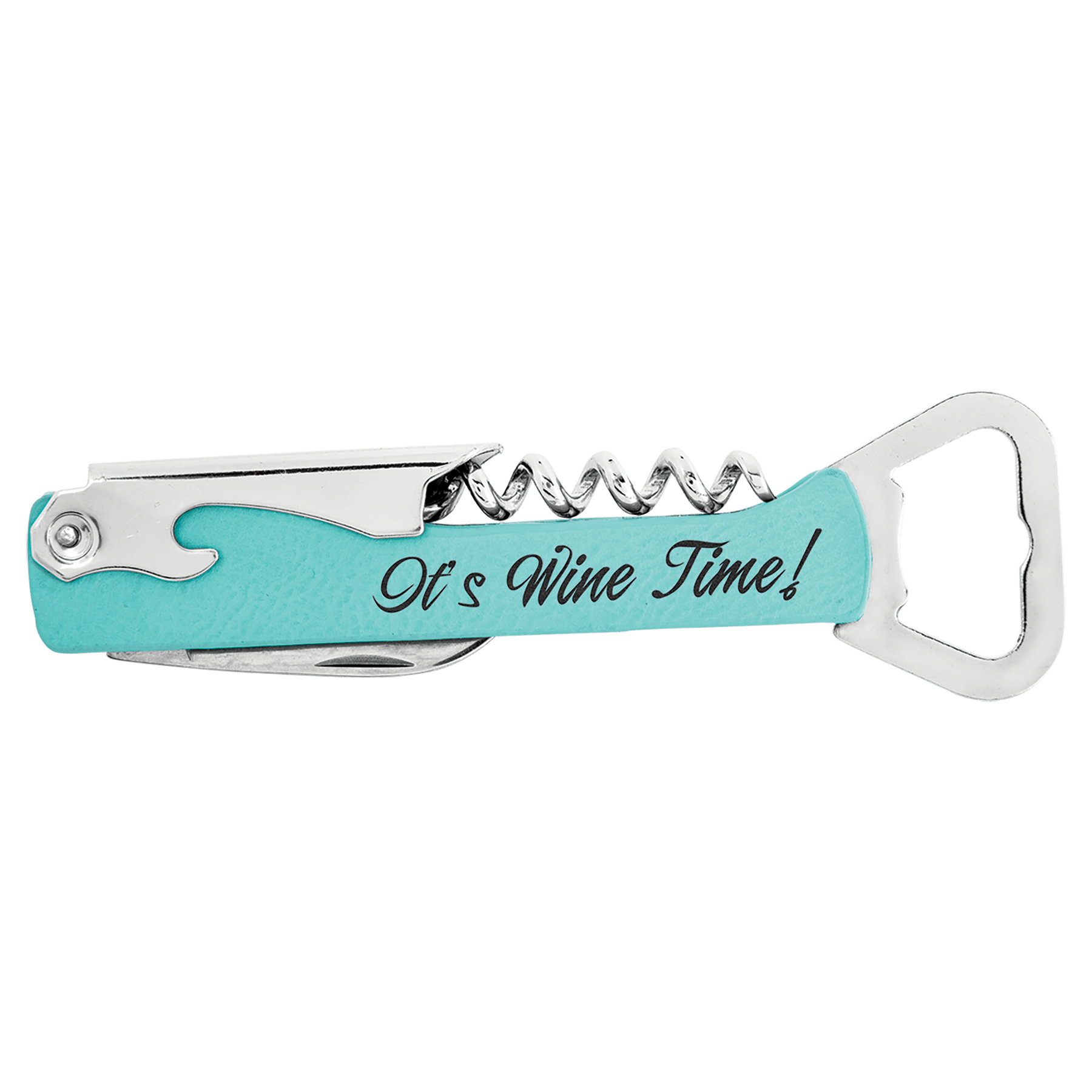5¼" Teal Leatherette Bottle Opener