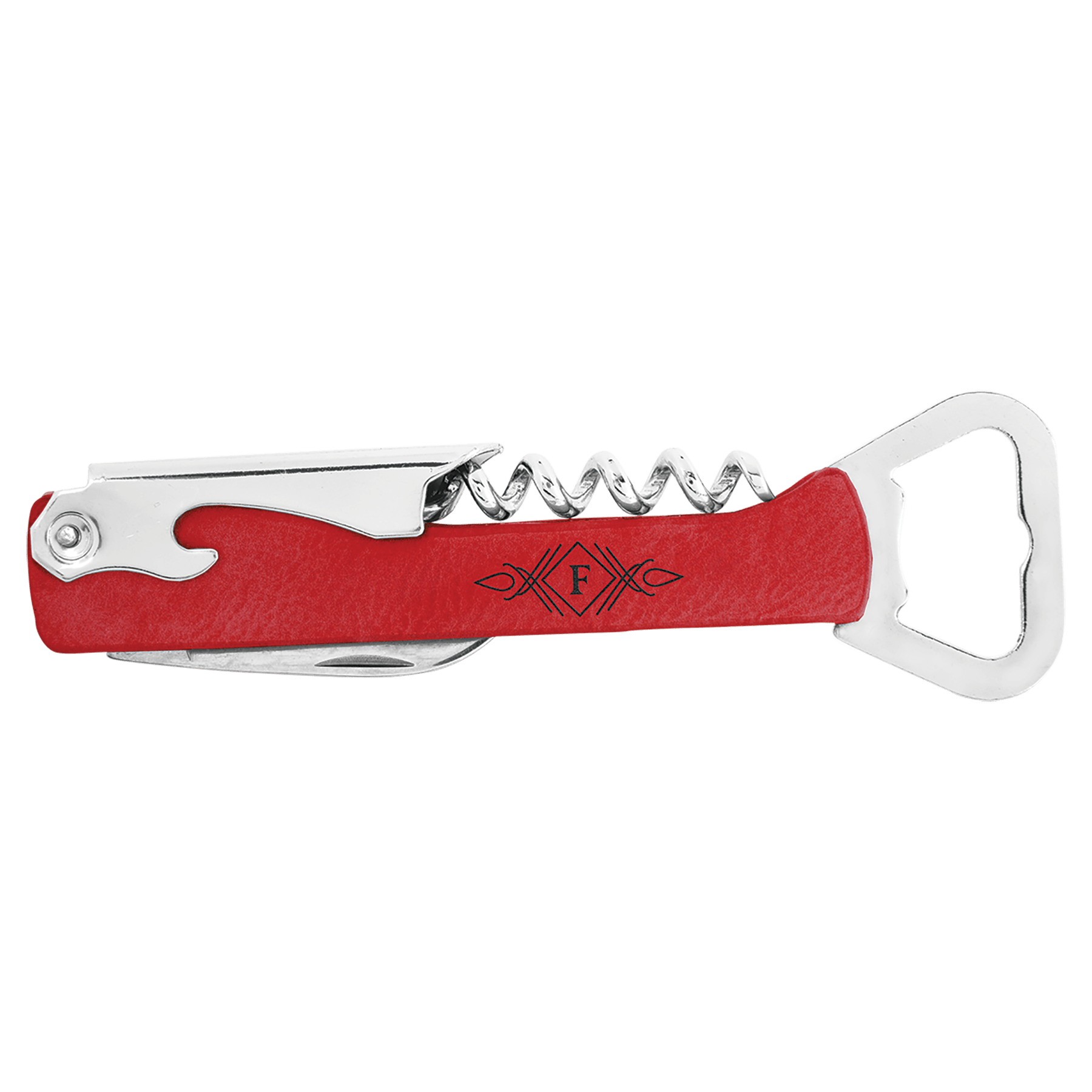 5¼" Red/Black Leatherette Bottle Opener