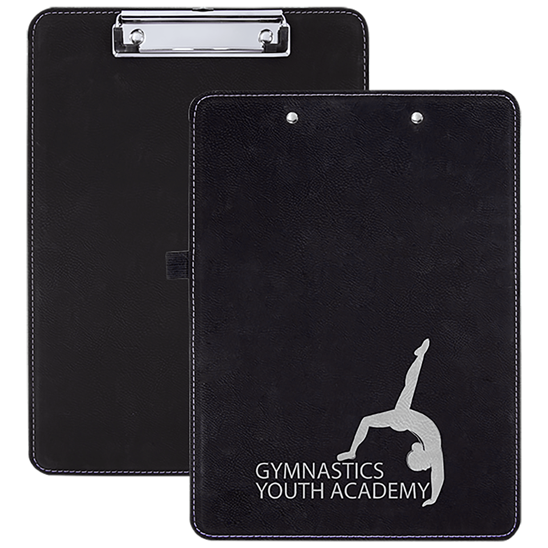 9" x 12½" Black/Silver Leatherette Clipboard