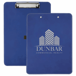 9" x 12½" Blue/Silver Leatherette Clipboard