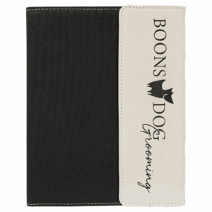 7" x 9" White/Black Leatherette Portfolio with Notepad