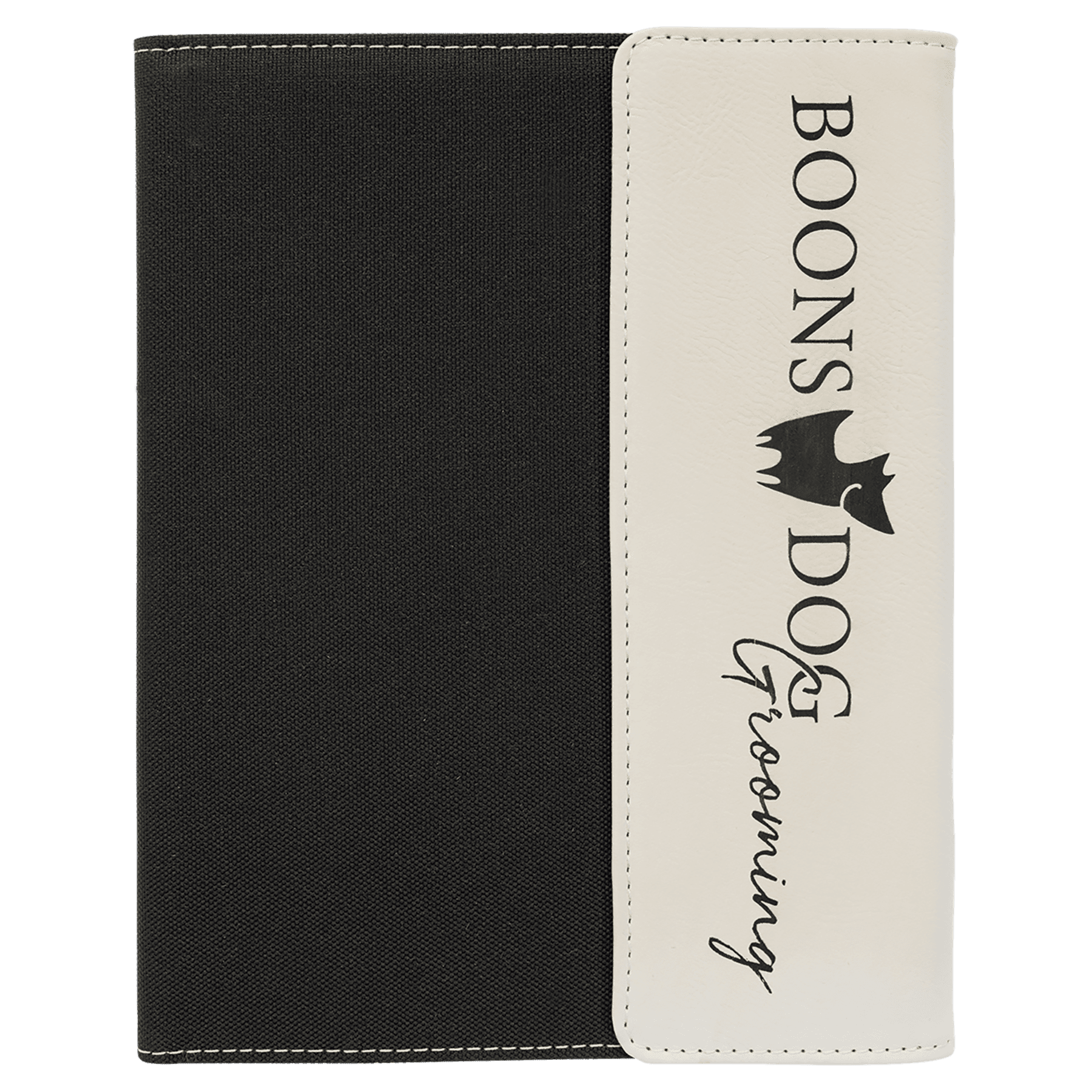 7" x 9" White/Black Leatherette Portfolio with Notepad