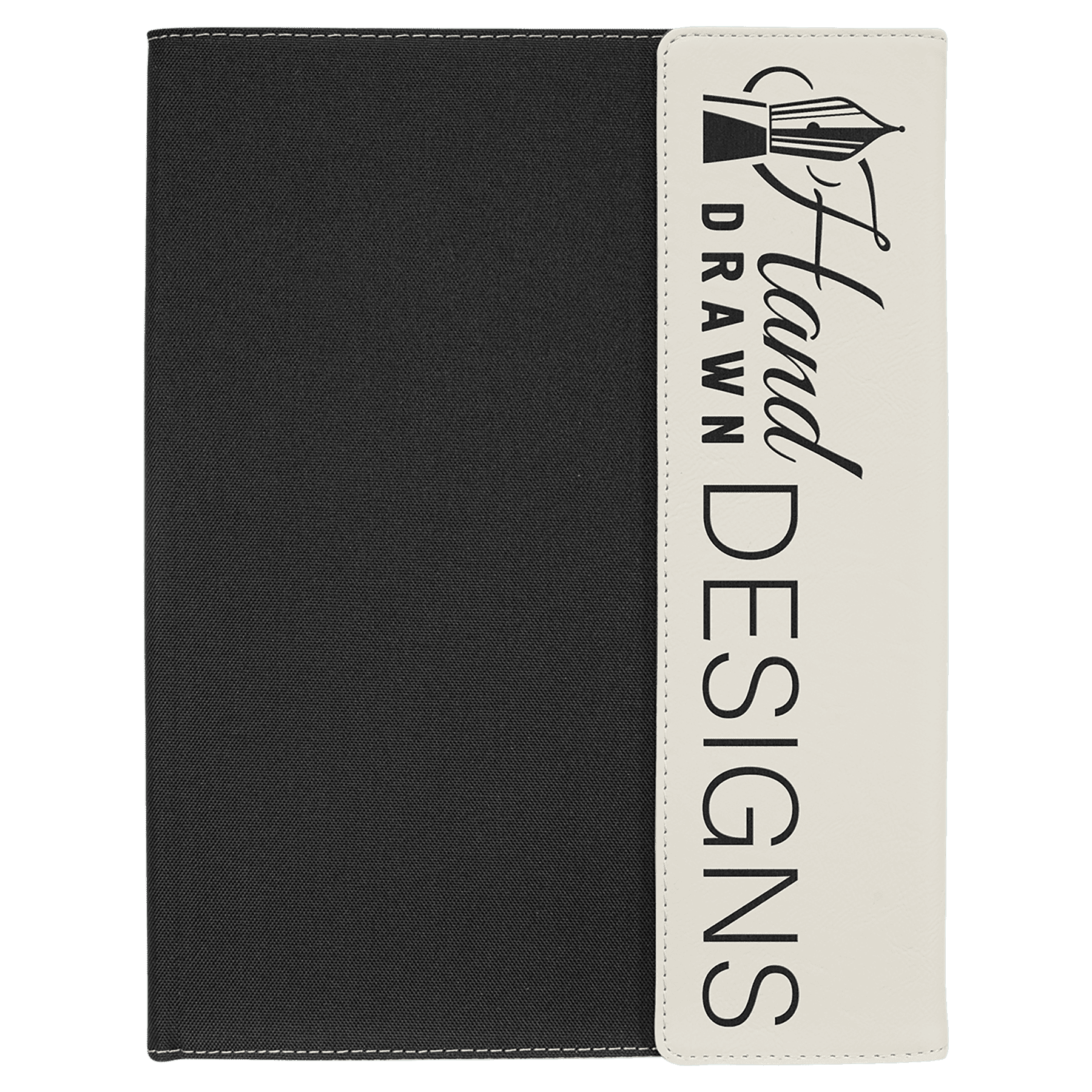 9½" x 12" White/Black Leatherette Portfolio with Notepad