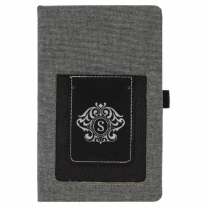5¼" x 8¼" Gray/Black Silver Leatherette Journal with Lined Pages