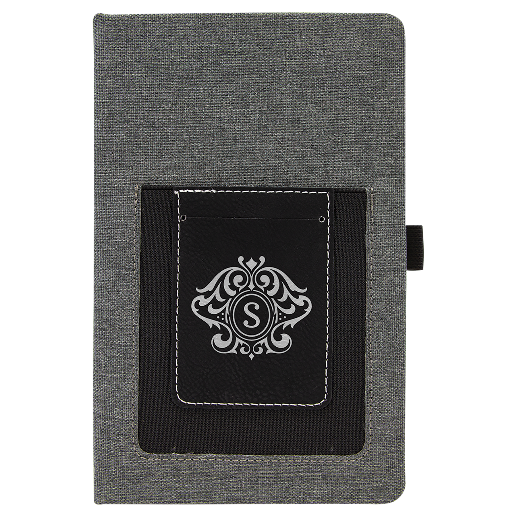 5¼" x 8¼" Gray/Black Silver Leatherette Journal with Lined Pages