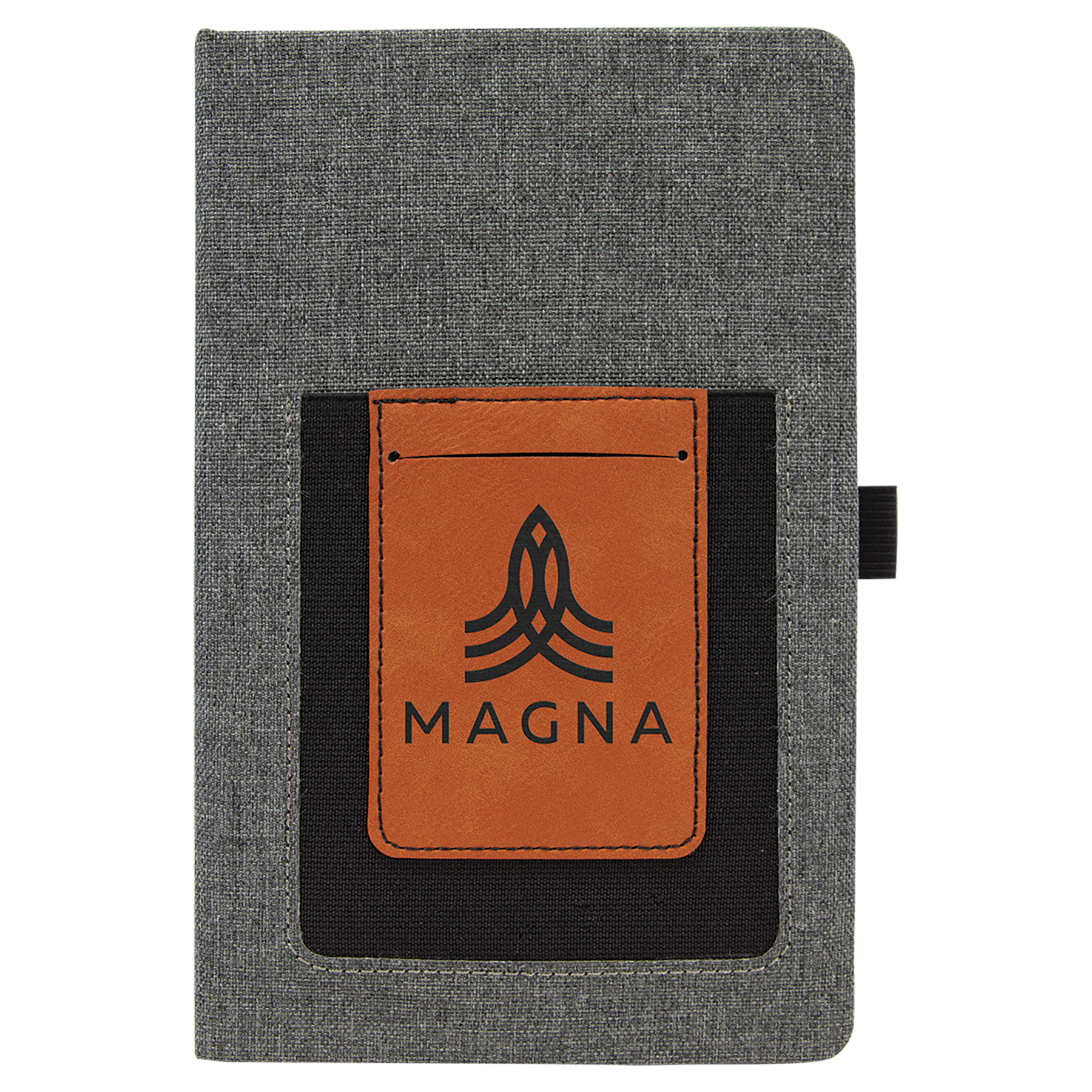 5¼" x 8¼" Gray/Rawhide Leatherette Journal with Lined Pages