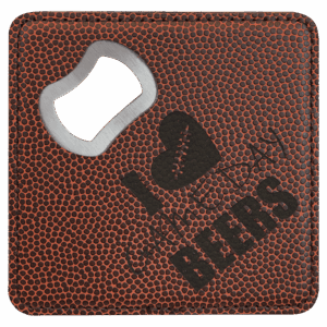 4" x 4" Football Leatherette Coaster with Built-In Bottle Opener