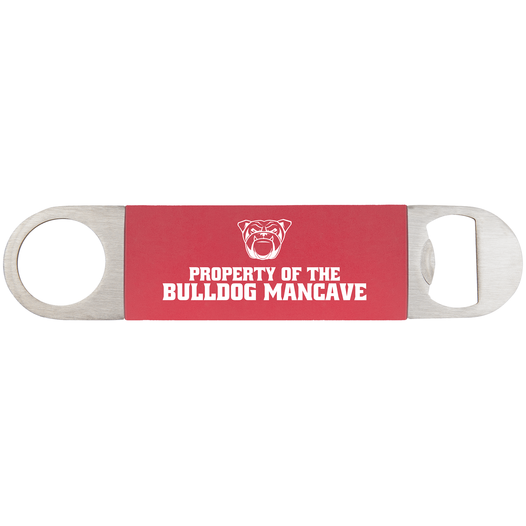 1½" x 7" Red/White Leatherette Bottle Opener