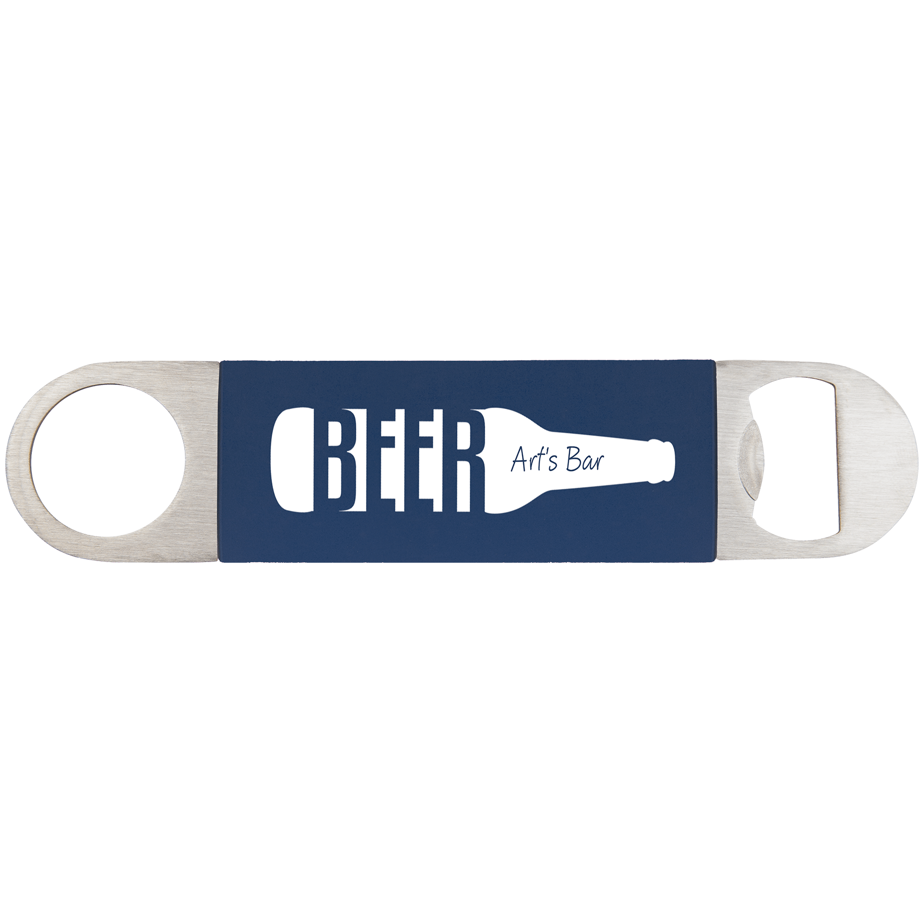 1½" x 7" Navy Blue/White Leatherette Bottle Opener