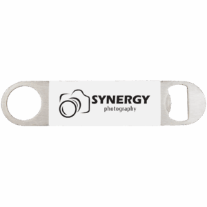 1½" x 7" White/Black Leatherette Bottle Opener