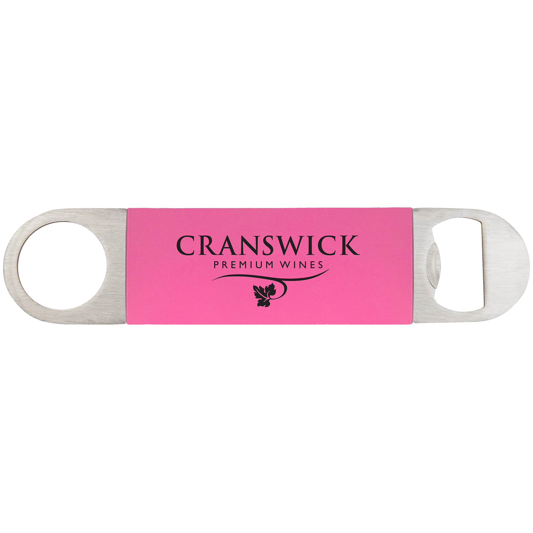 1½" x 7" Pink/Black Leatherette Bottle Opener