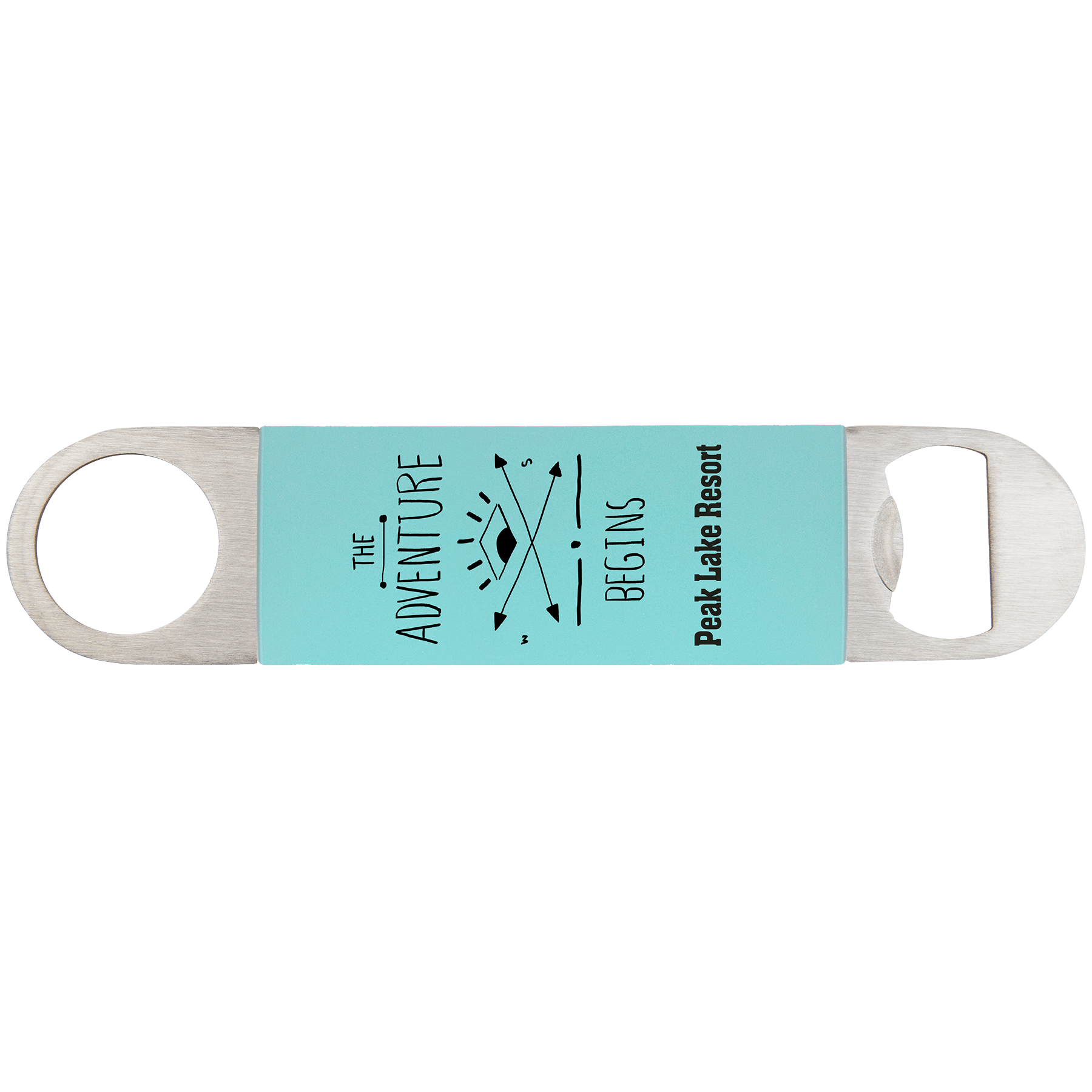 1½" x 7" Teal/Black Leatherette Bottle Opener