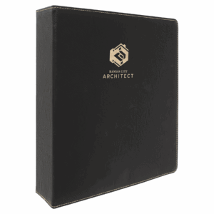 10½" x 11½" Black/Gold Leatherette 3-Ring Binder with 2" Slant D Rings