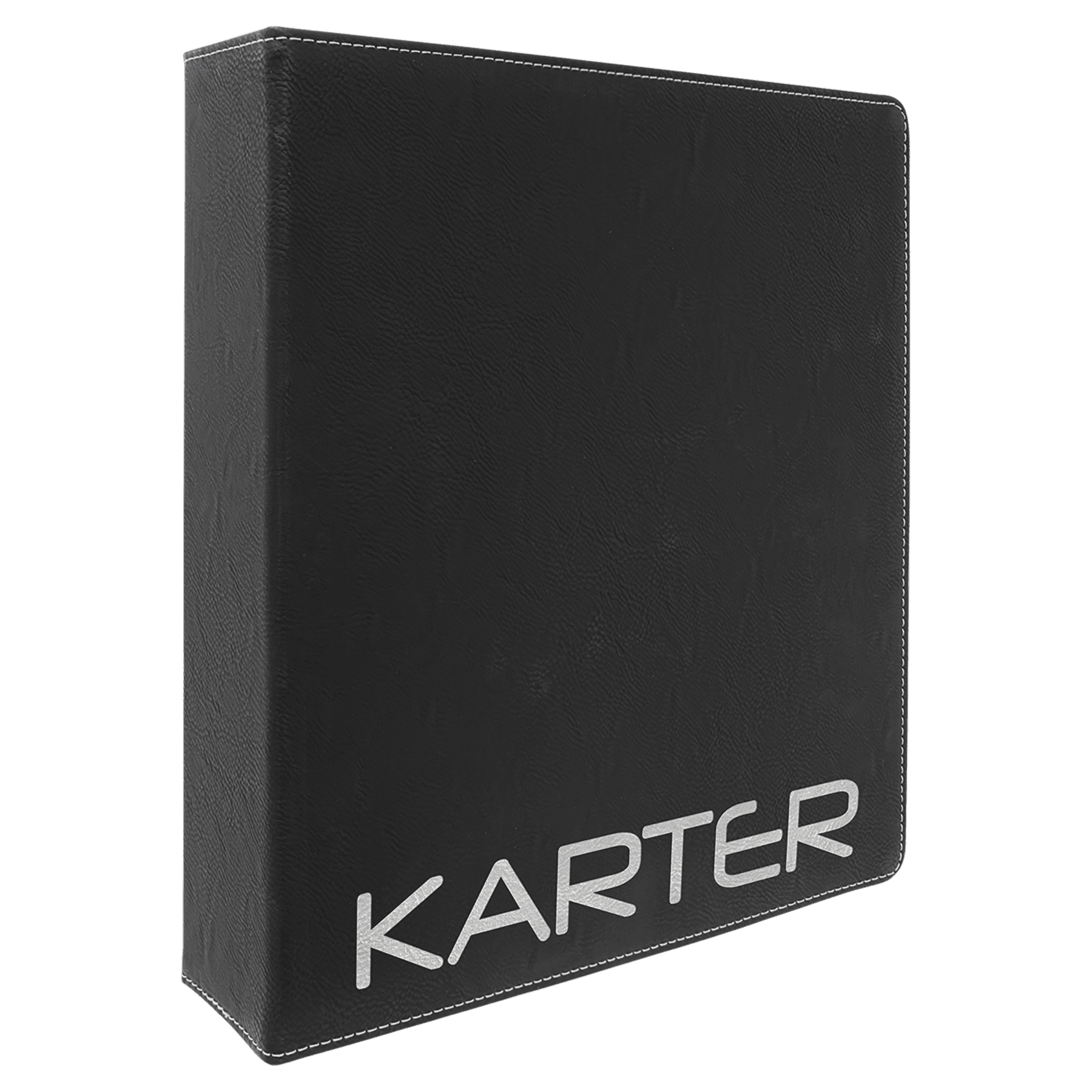 10½" x 11½" Black/Silver Leatherette 3-Ring Binder with 2" Slant D Rings