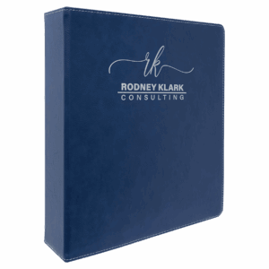 11" x 11½" Blue/Silver Leatherette 3-Ring Binder with 2" Rings