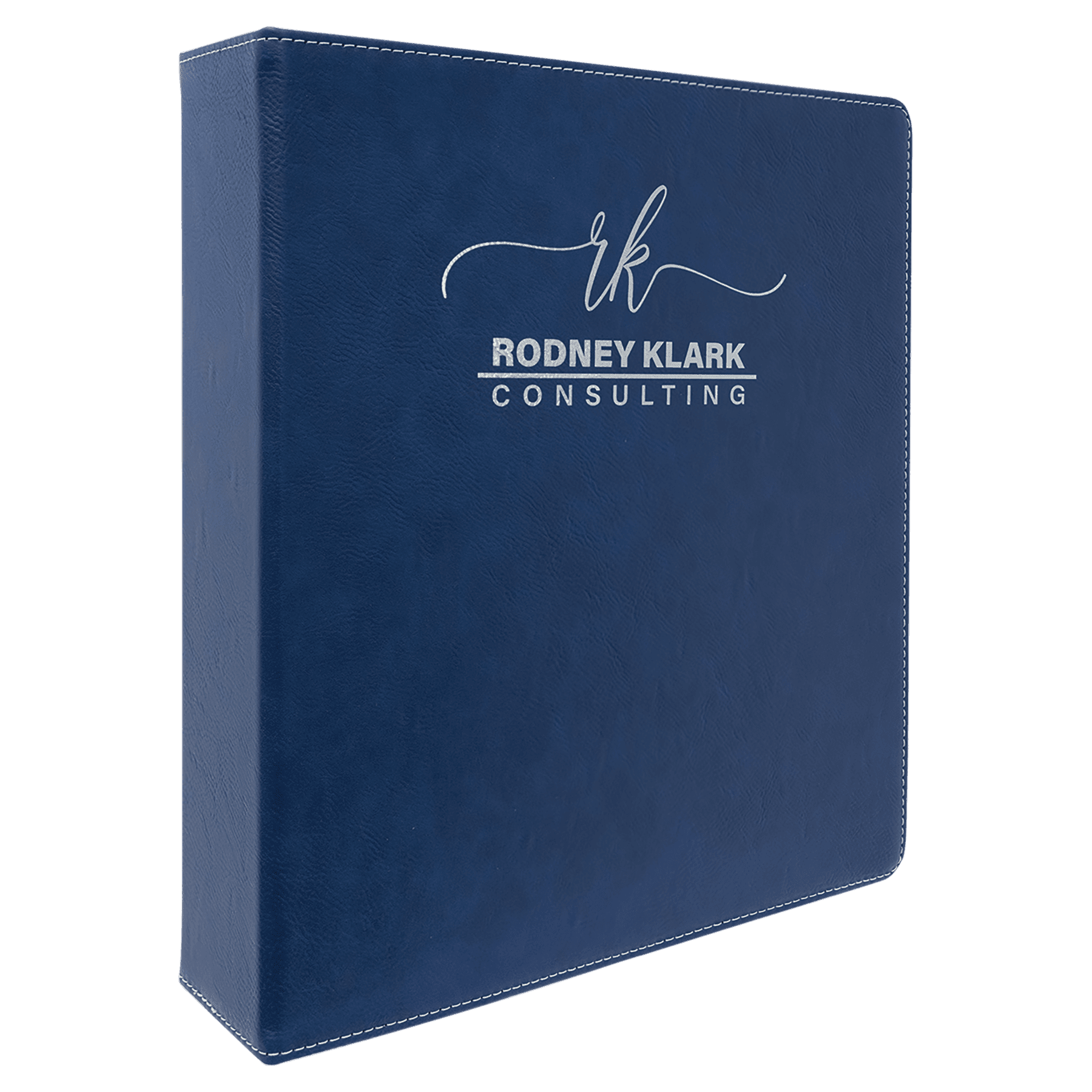 11" x 11½" Blue/Silver Leatherette 3-Ring Binder with 2" Rings