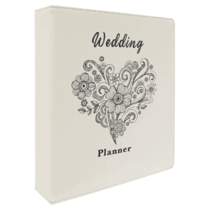 11" x 11½" White/Black Leatherette 3-Ring Binder with 2" Rings