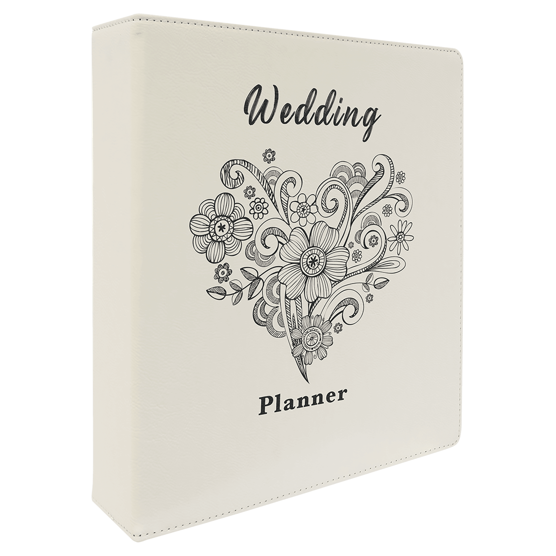 11" x 11½" White/Black Leatherette 3-Ring Binder with 2" Rings