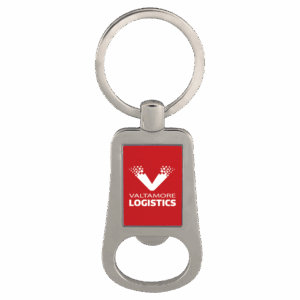 Silver/Red Leatherette Bottle Opener Keychain