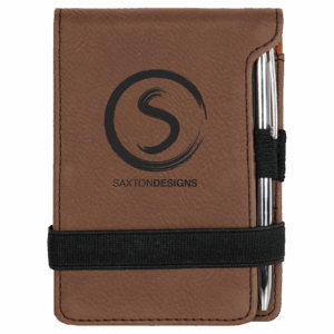 3¼" x 4¾" Dark Brown Leatherette Mini Notepad with Pen