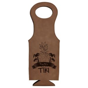 Dark Brown Engravable Leatherette Wine Bag