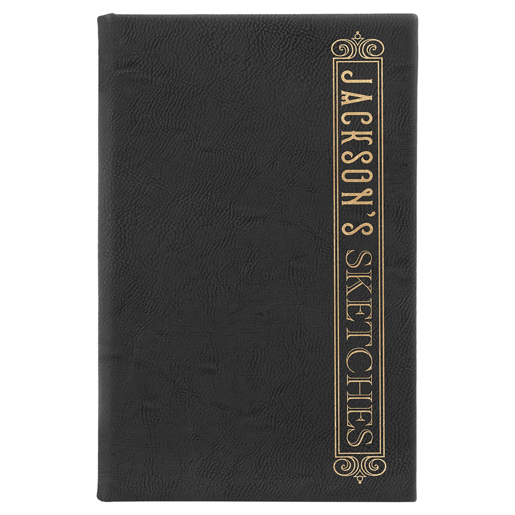 5¼" x 8¼" Black/Gold Leatherette Sketch Book with Unlined Pages