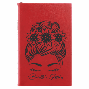 5¼" x 8¼" Red/Black Leatherette Sketch Book with Unlined Pages