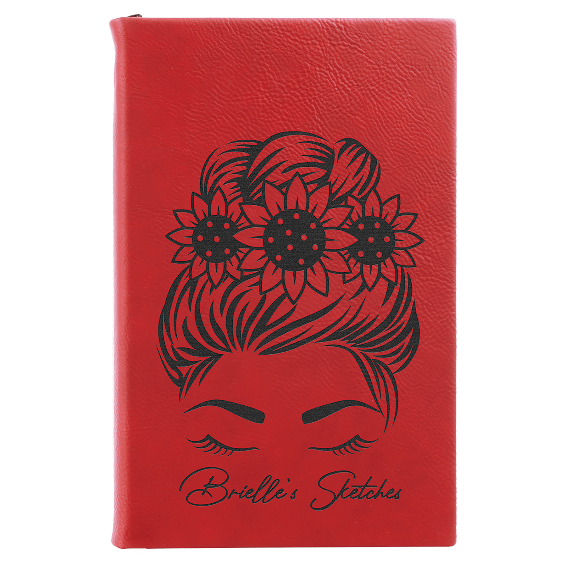 5¼" x 8¼" Red/Black Leatherette Sketch Book with Unlined Pages