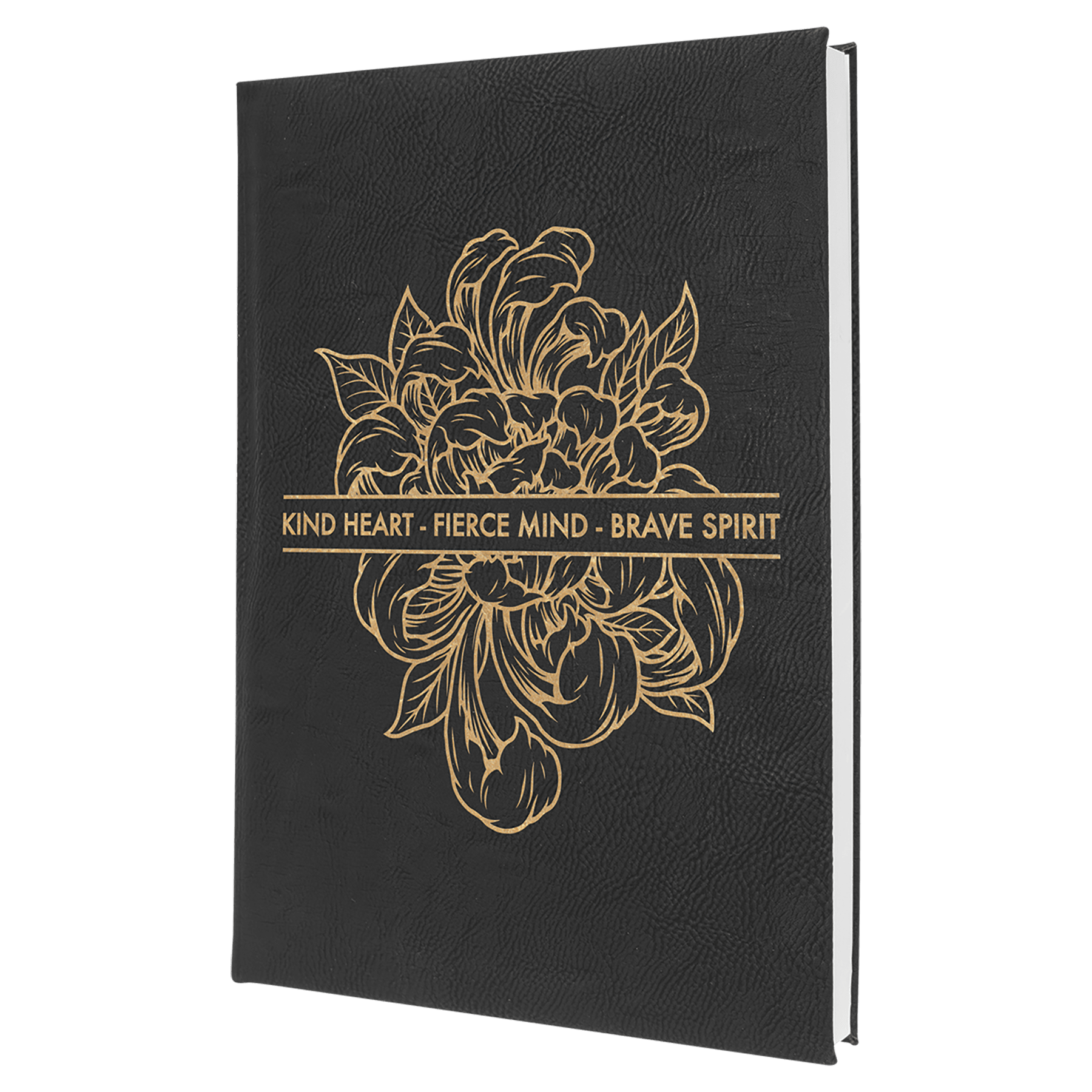 7" x 9¾" Black/Gold Leatherette Journal with Lined Pages