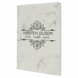 7" x 9¾" White Marble Leatherette Journal with Lined Pages