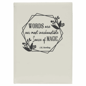 7" x 9¾" White/Black Leatherette Journal with Lined Pages