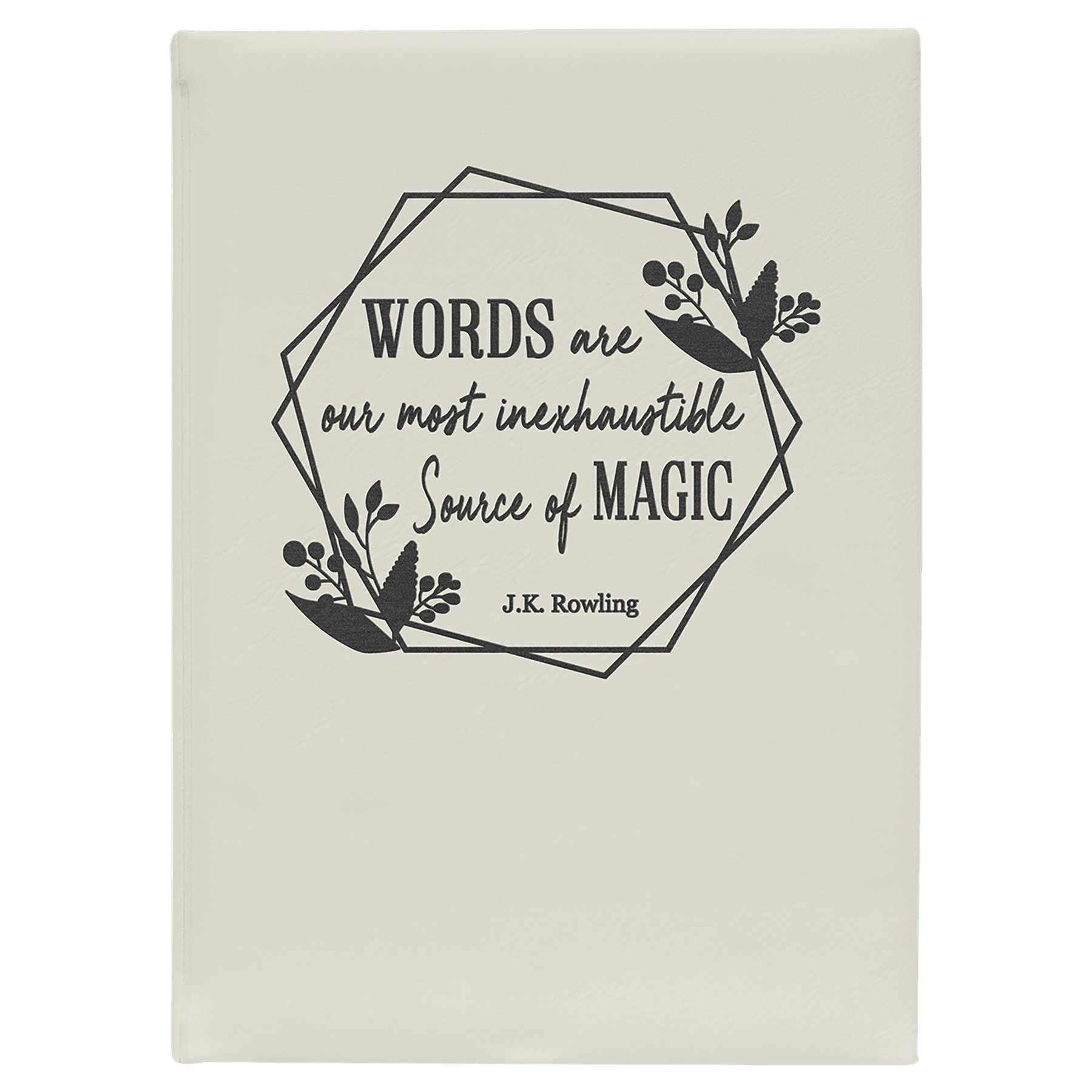 7" x 9¾" White/Black Leatherette Journal with Lined Pages