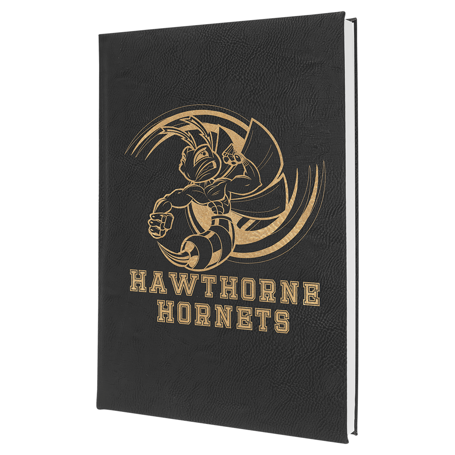 7" x 9¾" Black/Gold Leatherette Sketch Book with Unlined Pages