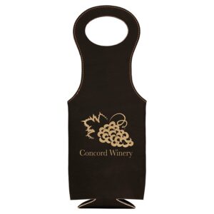 Black/Gold Engravable Leatherette Wine Bag