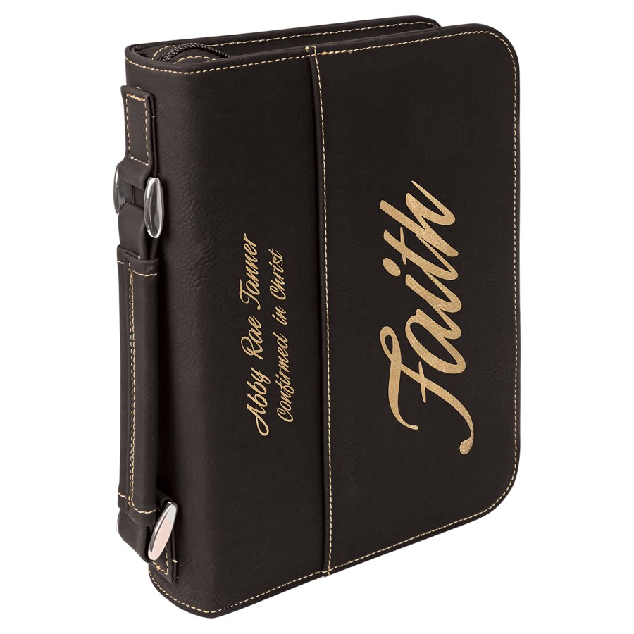 6¾" x 9¼" Black/Gold Leatherette Bible & Book Cover