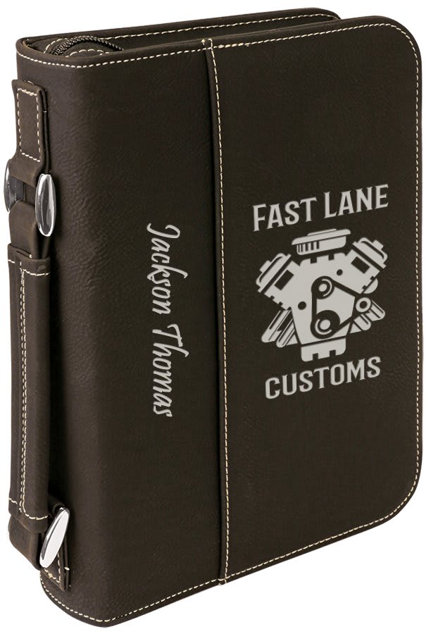 6¾" x 9¼" Black/Silver Leatherette Bible & Book Cover