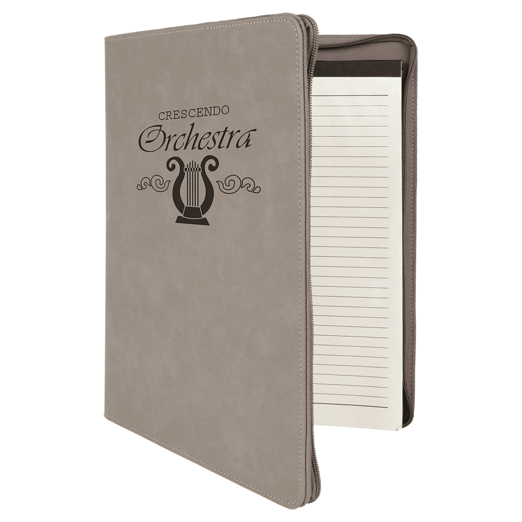 9½" x 12" Gray Leatherette Zippered Portfolio