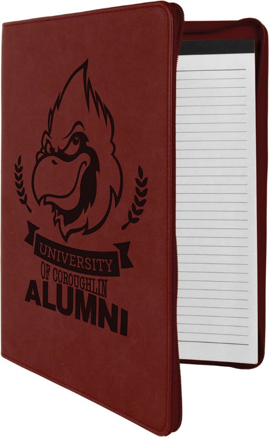 9½" x 12" Rose Leatherette Zippered Portfolio