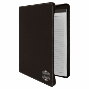 9½" x 12" Black/Silver Leatherette Zippered Portfolio