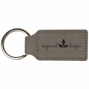 2¾" x 1¼" Gray Leatherette Keychain