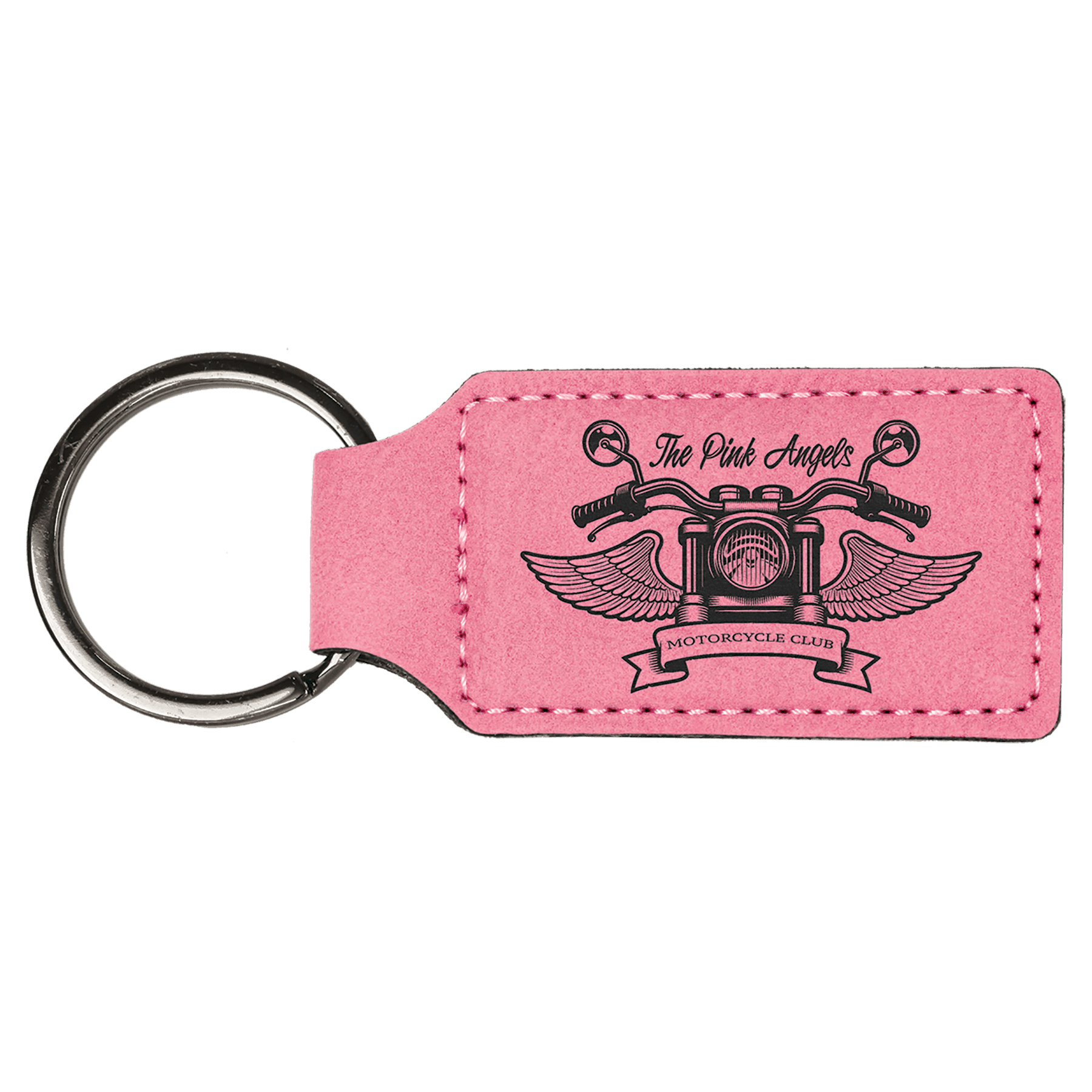 2¾" x 1¼" Pink Leatherette Keychain