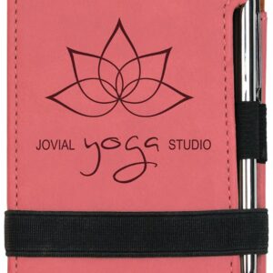 3¼" x 4¾" Pink Leatherette Mini Notepad with Pen