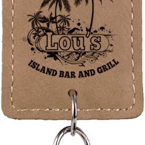 2¾" x 1½" Light Brown Leatherette Bottle Opener Keychain