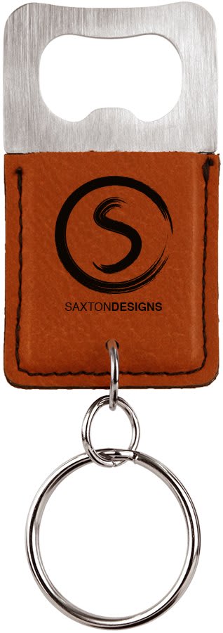 2¾" x 1½" Rawhide Leatherette Bottle Opener Keychain