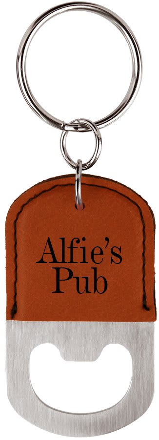 2½" x 1½" Rawhide Leatherette Bottle Opener Keychain