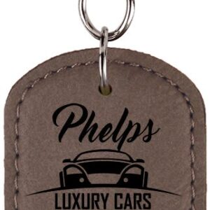 2½" x 1½" Gray Leatherette Bottle Opener Keychain