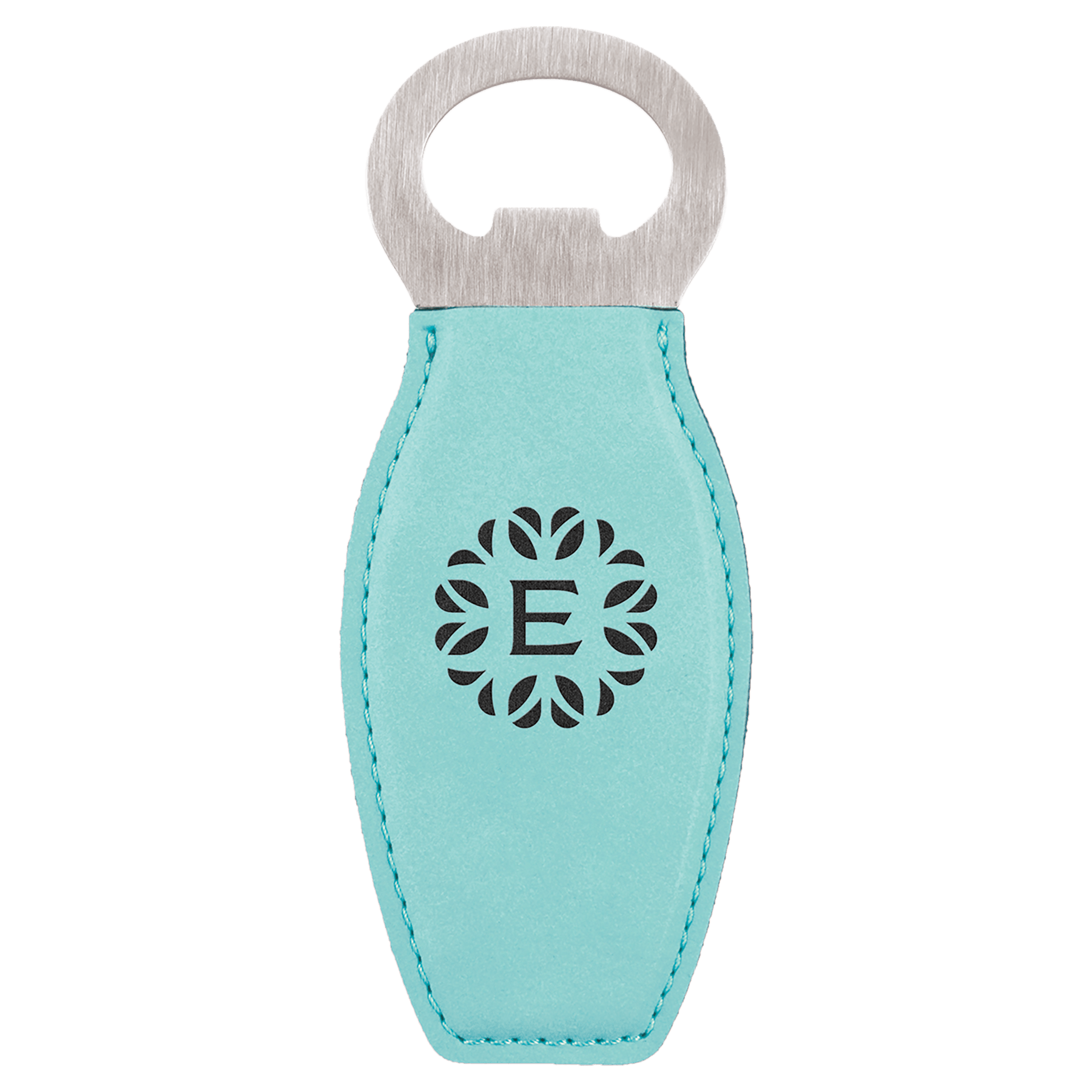 4⅝" Teal Leatherette Bottle Opener with Magnet