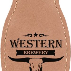 4⅝" Light Brown Leatherette Bottle Opener with Magnet