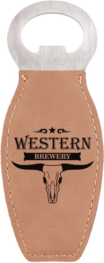 4⅝" Light Brown Leatherette Bottle Opener with Magnet